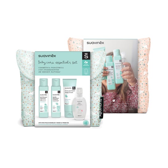 Suavinex Pack Neceser Tela Baby Care Essentials Rosa + 4 Productos