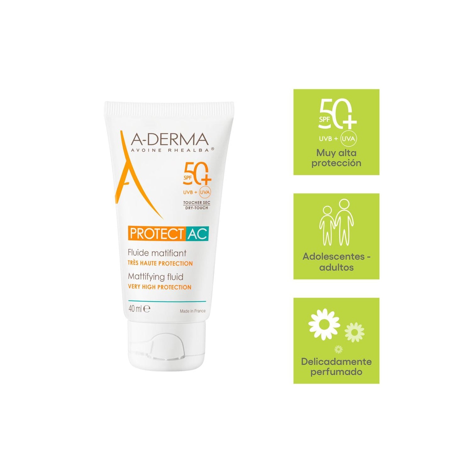 A-Derma Protect AC SPF50+ Fluido Solar Matificante 40ml
