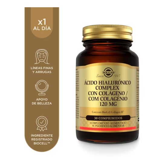 Solgar Ácido Hialurónico Complex con Colágeno 120mg 30 comp