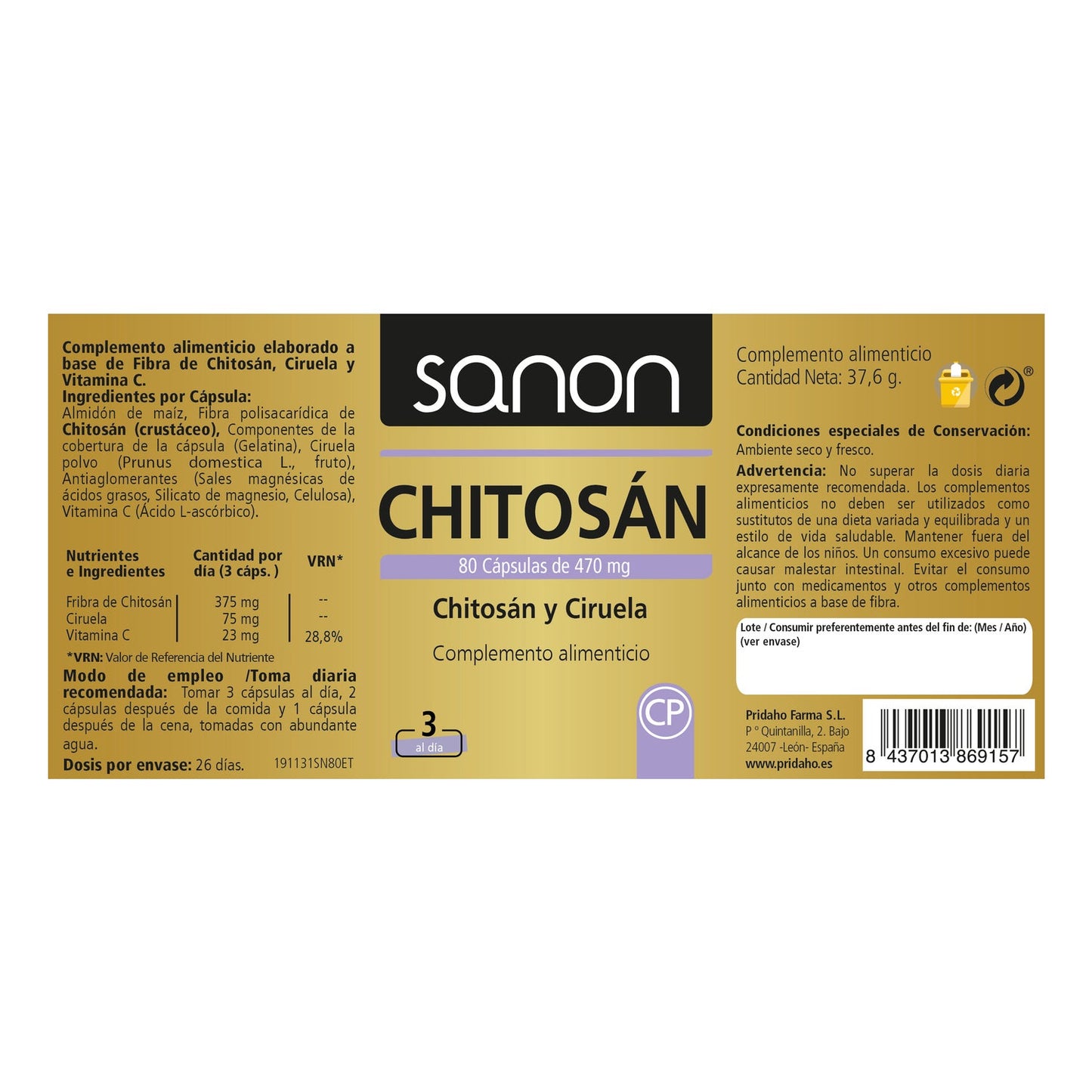 Sanon Chitosán 80caps