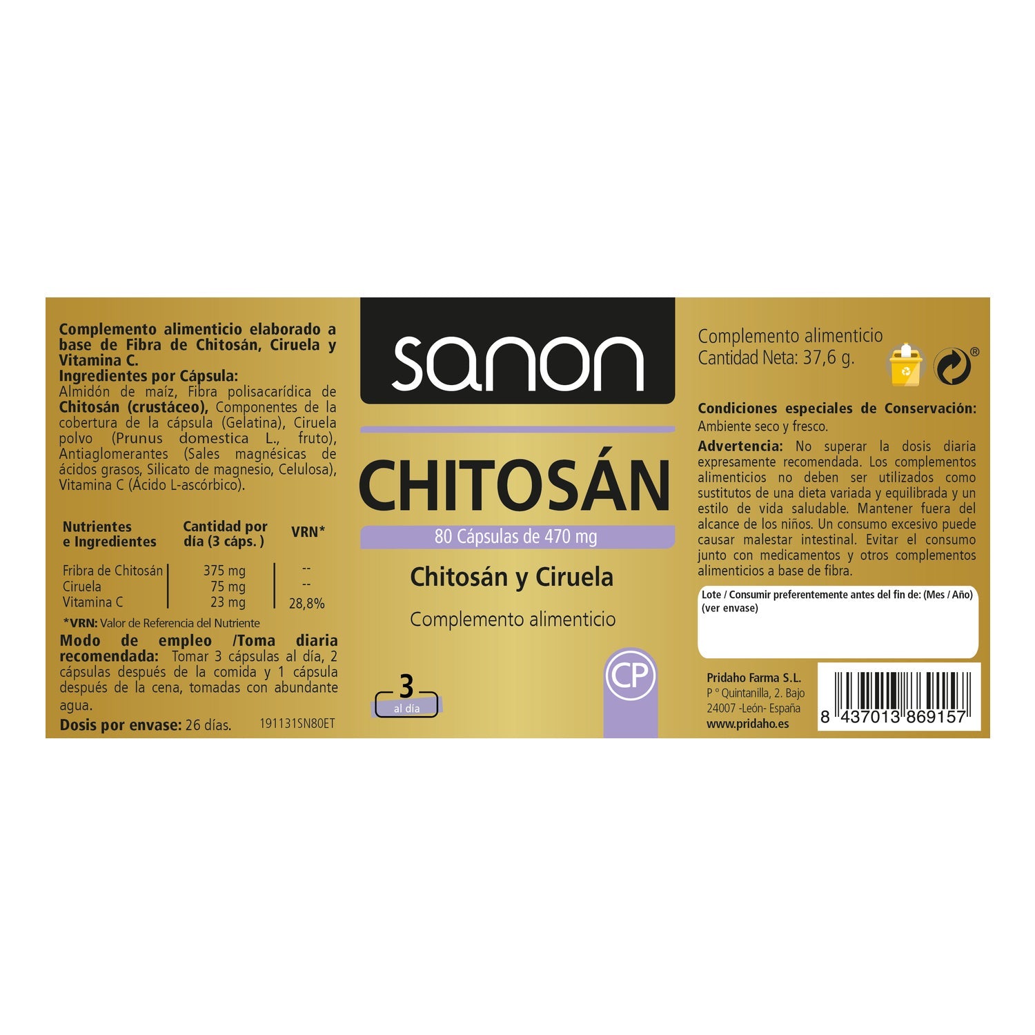 Sanon Chitosán 80caps