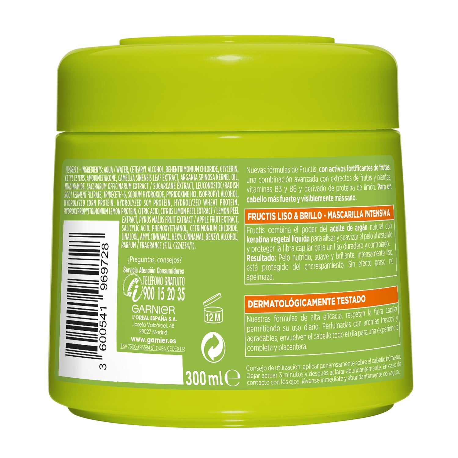 Garnier Fructis Hidra Liso 72H Mascarilla 300ml