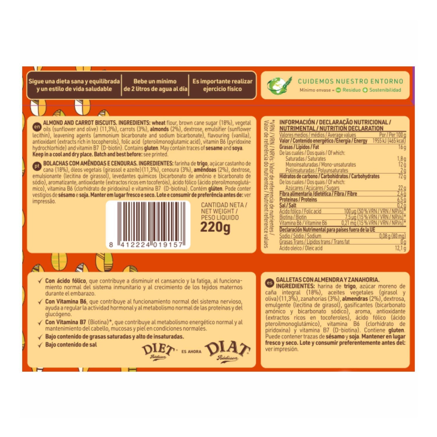 Diet-Radisson Galletas Almendras Zanahoria 220g