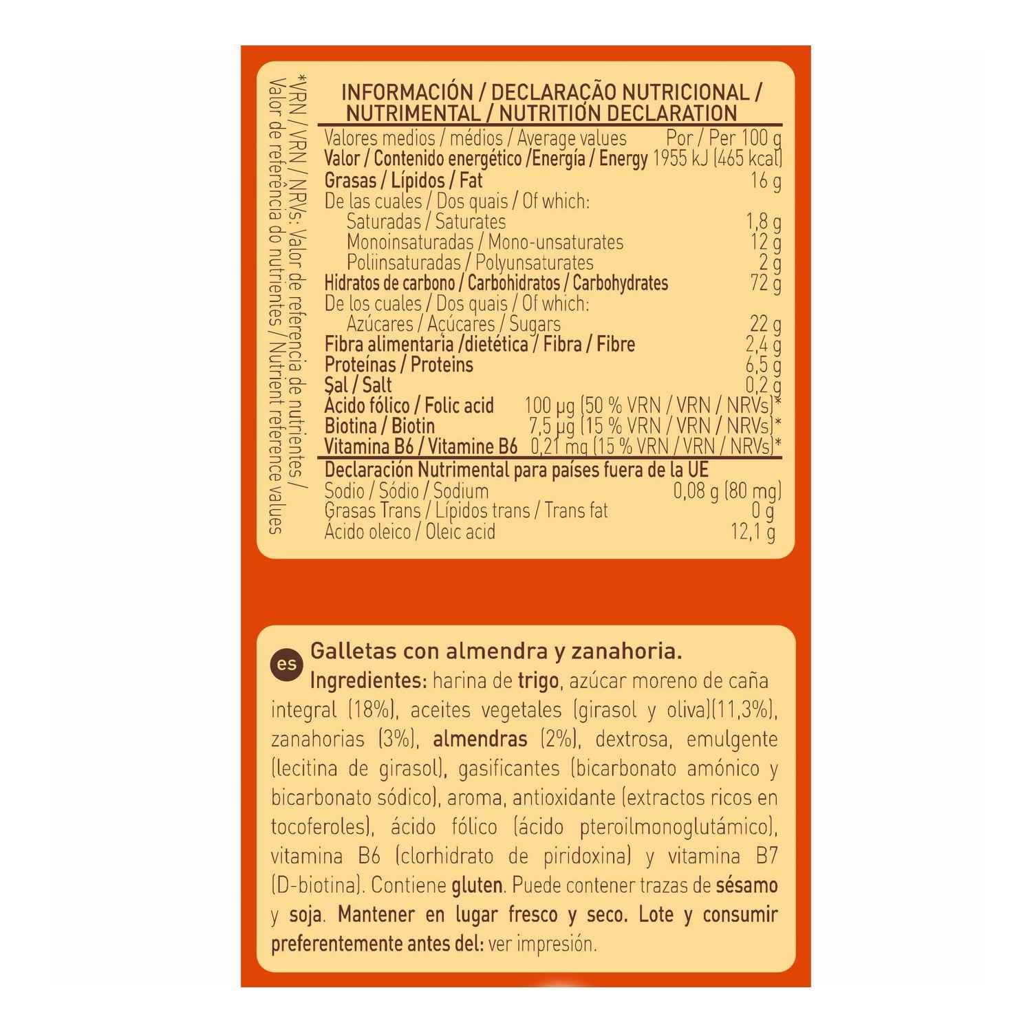 Diet-Radisson Galletas Almendras Zanahoria 220g