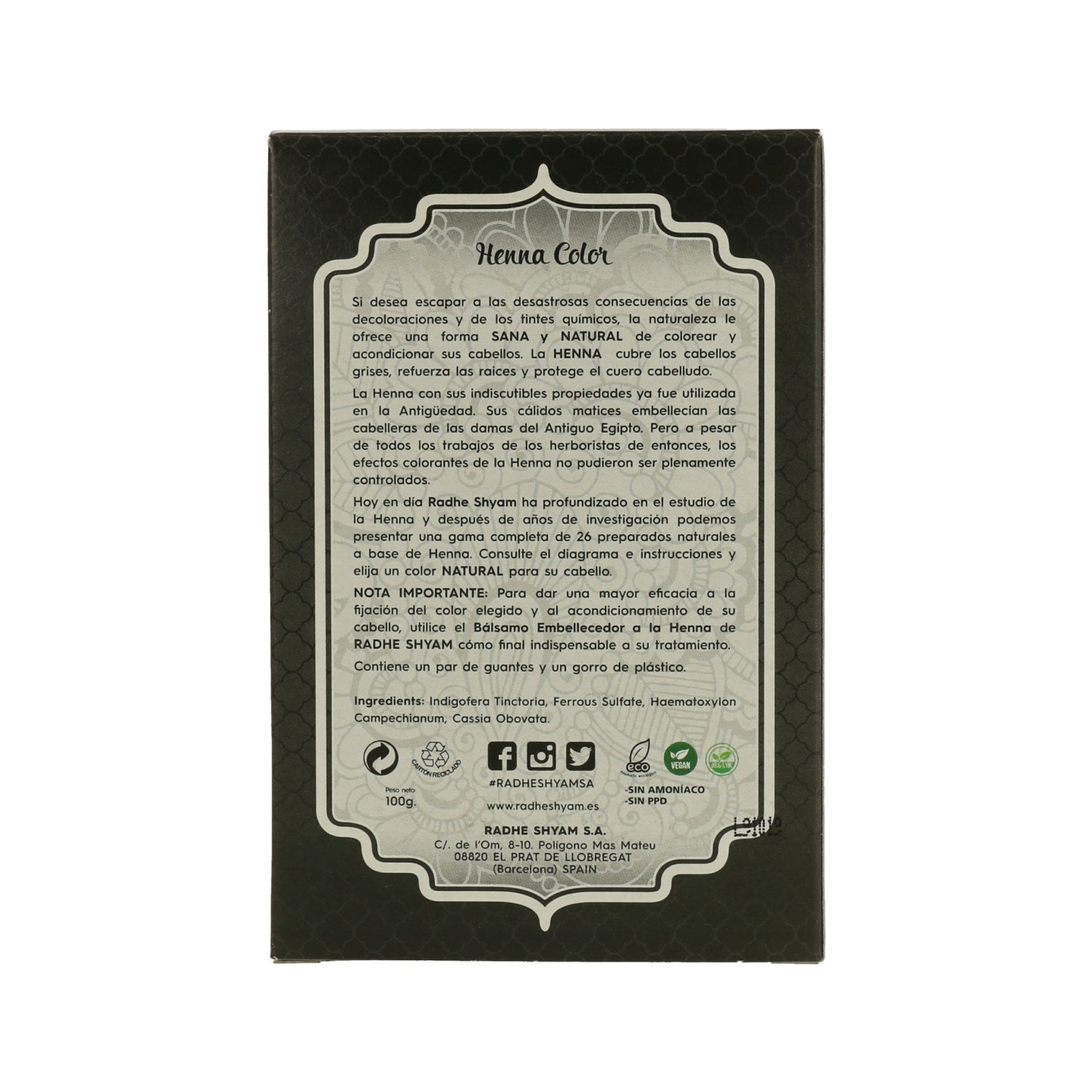 Radhe Shyam Henna color negro 100ml