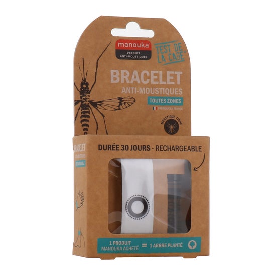 Manouka Pulsera Repelente de Mosquitos Adulto Blanco 1 ud