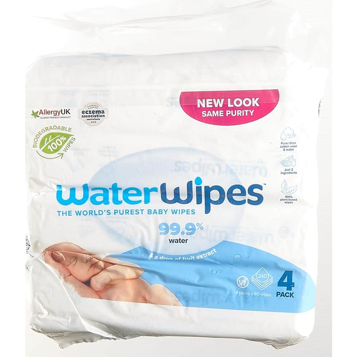 WaterWipes Lingettes Bébé 99,9% 4x60uds