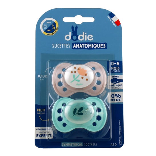 Dodie Chupete Anatómico Día y Noche 0-6 M A30 2 uds
