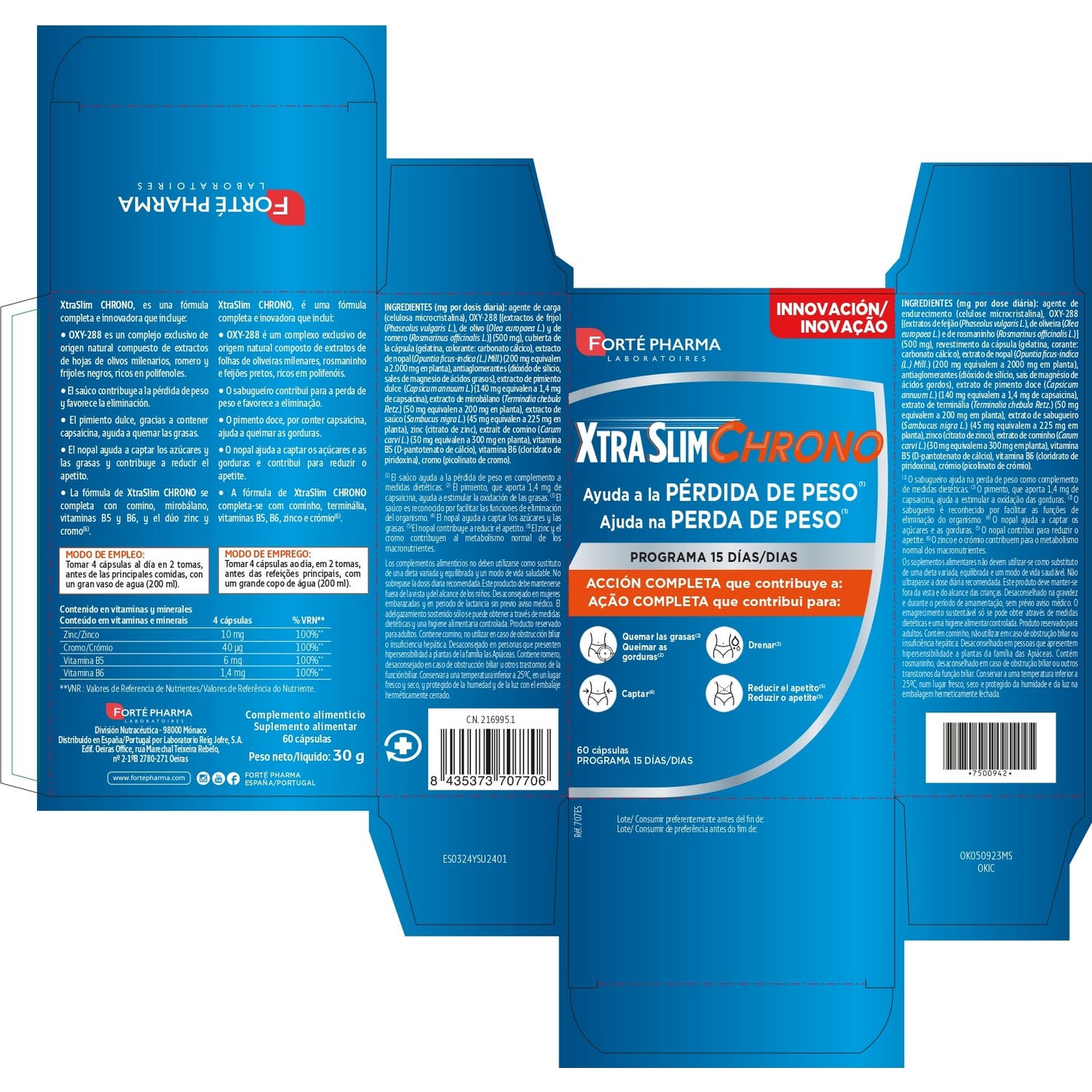 Forté Pharma Xtraslim Chrono Pérdida Peso 60caps