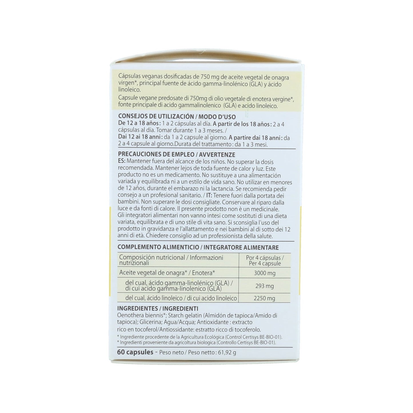 Pranarôm Cápsulas de Aceite Vegetal de Onagra 60caps