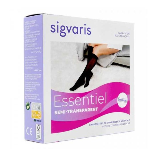 Sigvaris 2 Essentiel Calcetín Semi Transpar Negro XXLN 1 Par