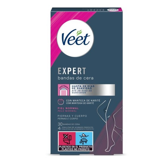 Veet Expert Bandas de Cera Depilatoria Piernas y Cuerpo Piel Normal 30uds