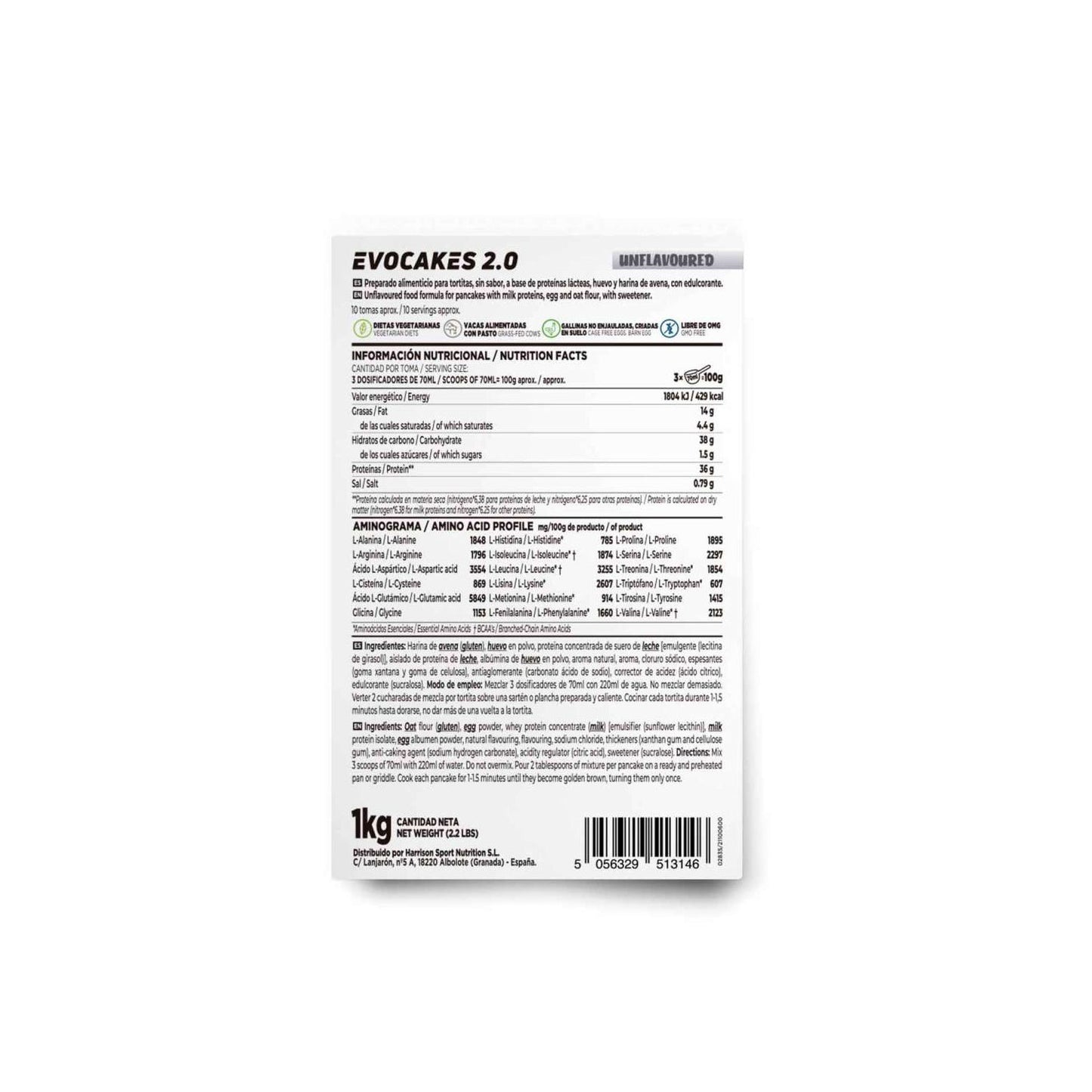 HSN Evocakes 2.0 Tortitas Proteicas Sin Sabor 1kg