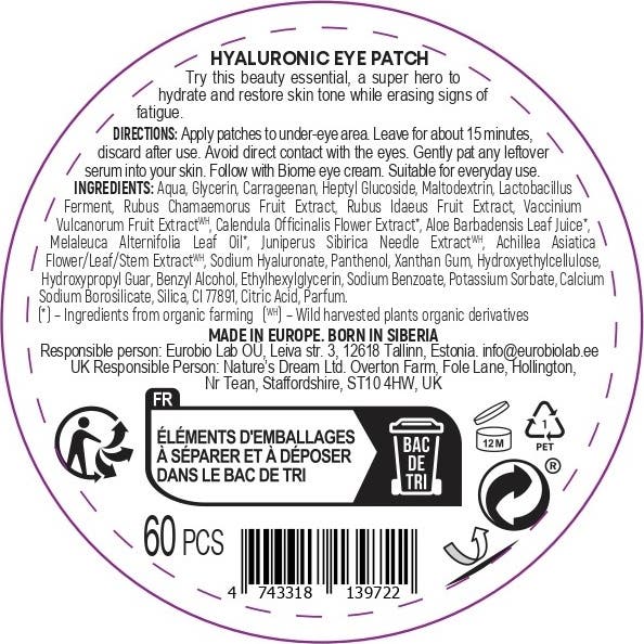 Natura Siberica Parches Hialurónico para Contorno de Ojos 60uds