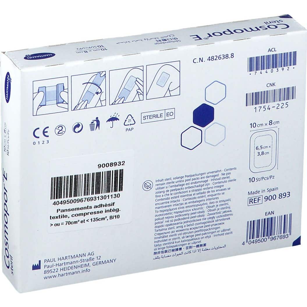 Cosmopor E Vendas Adhesivas Estériles 10x8cm 10uds