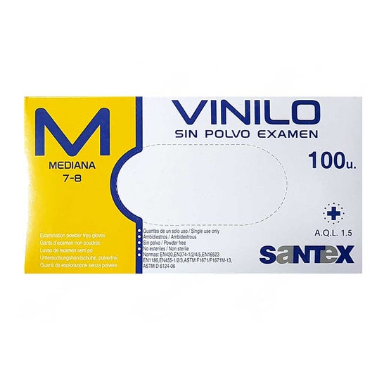 Santex Guantes Vinilo Transparente Medianos 100 uds