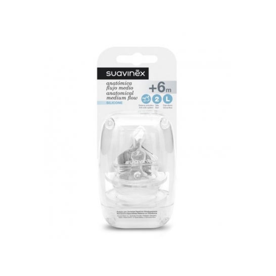 Suavinex Tetina Redonda Silicona Flujo Lento +0m 2uds