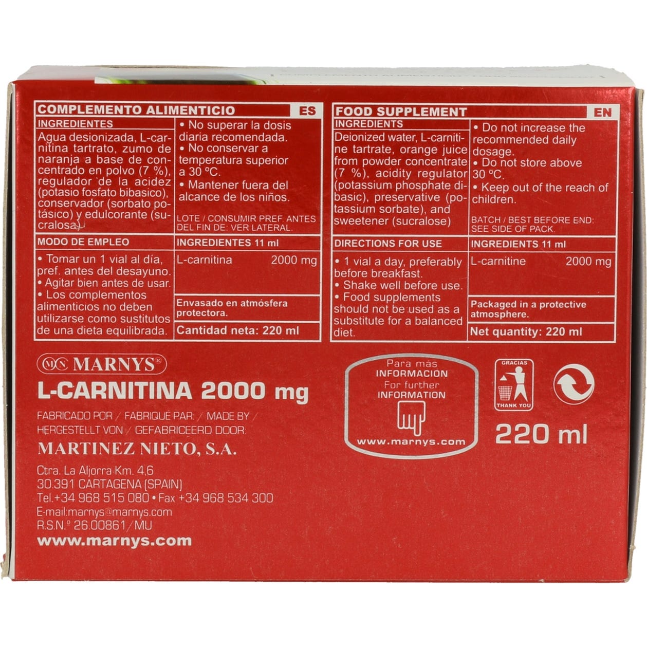 Marnys L-Carnitina 2000mg 20 viales