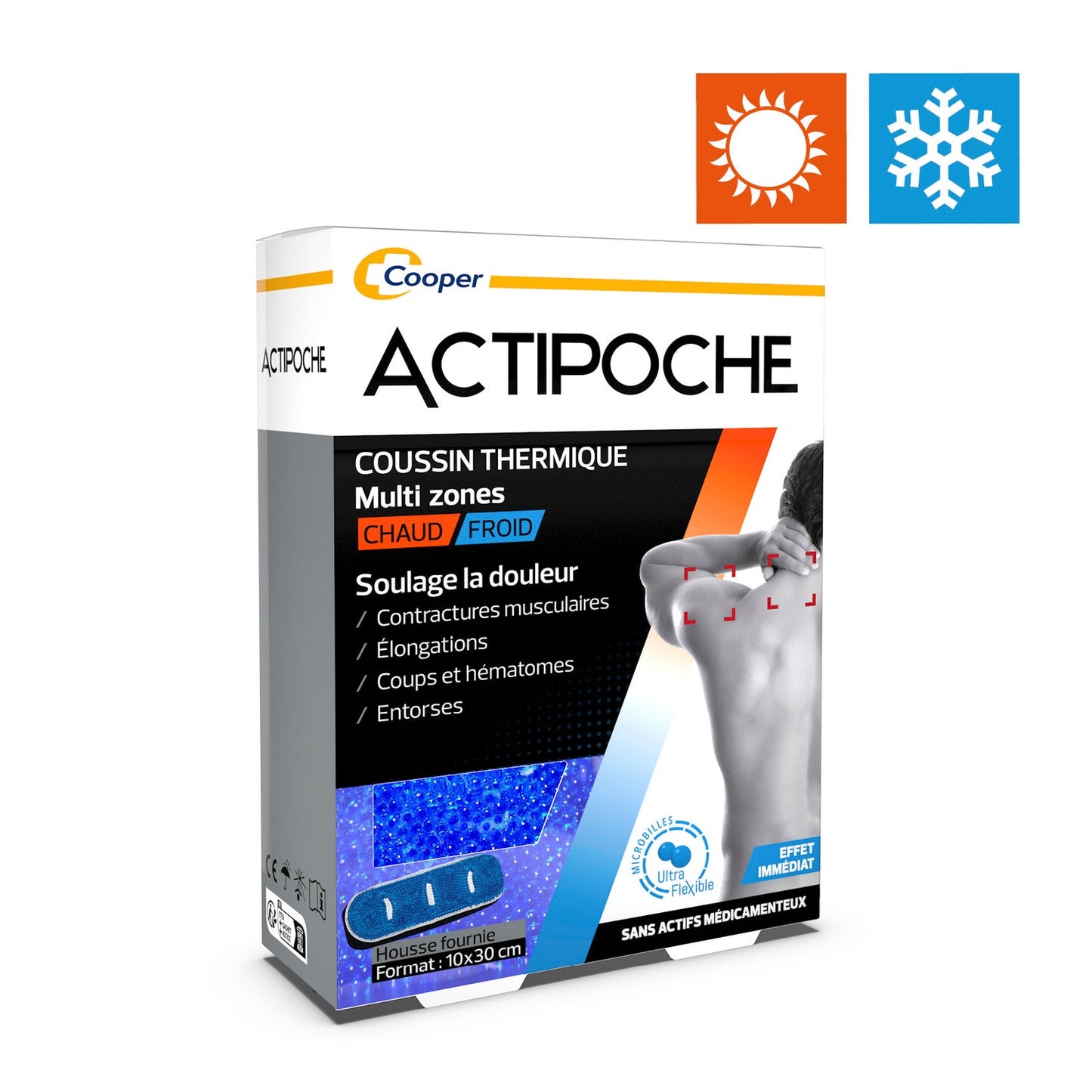 Actipoche Cojín Térmico Multi Zonas con Microperlas Frío/Caliente 10x30cm