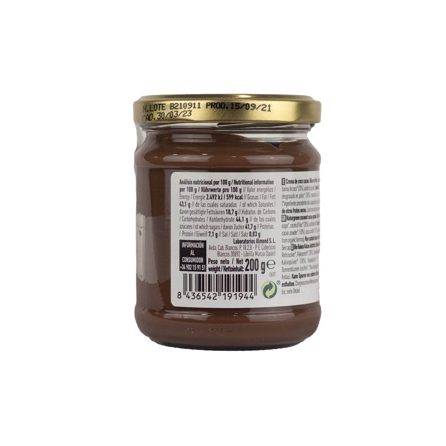 Naturgreen crema ecológica de coco y cacao 200g