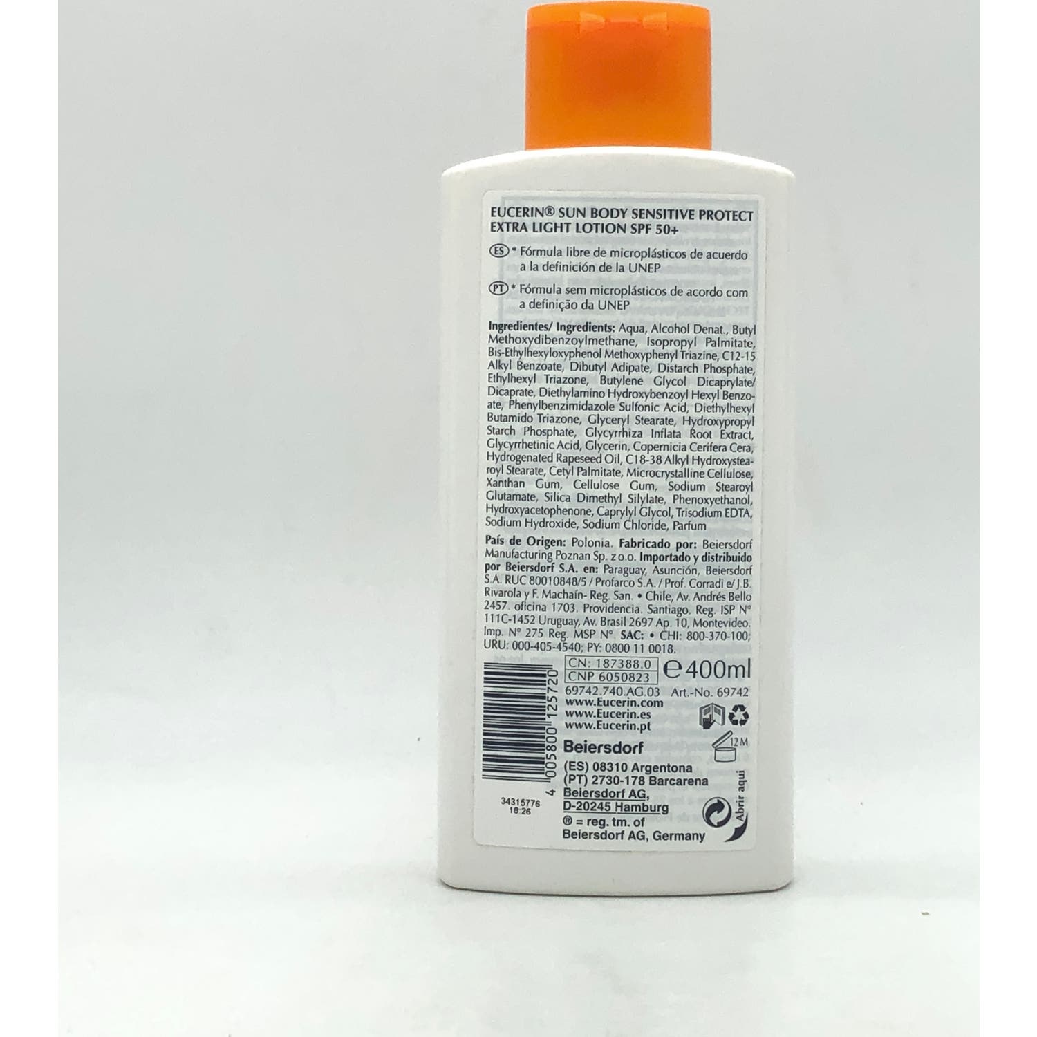 Eucerin Loción Solar Extra Light SPF50+ 400ml