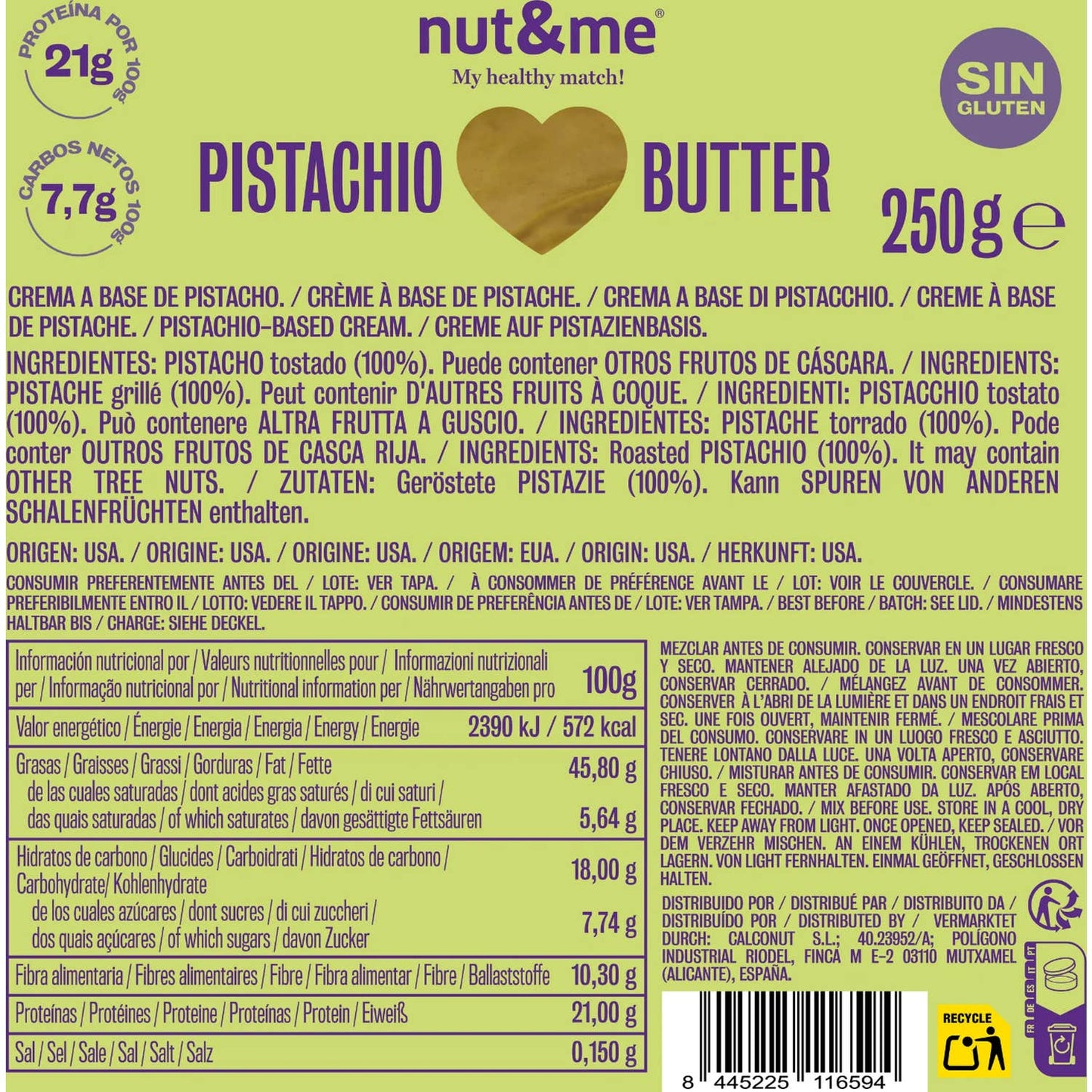 Nut&Me Crema Pistacho 250g