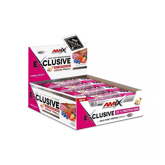 Amix Exclusive Protein Bar Frutas Del Bosque 12 X85 g