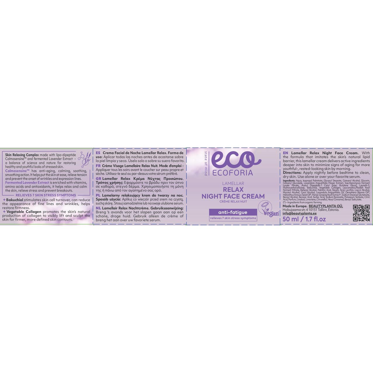 Ecoforia Lamellar Crema de Noche Facial Relajante 50ml