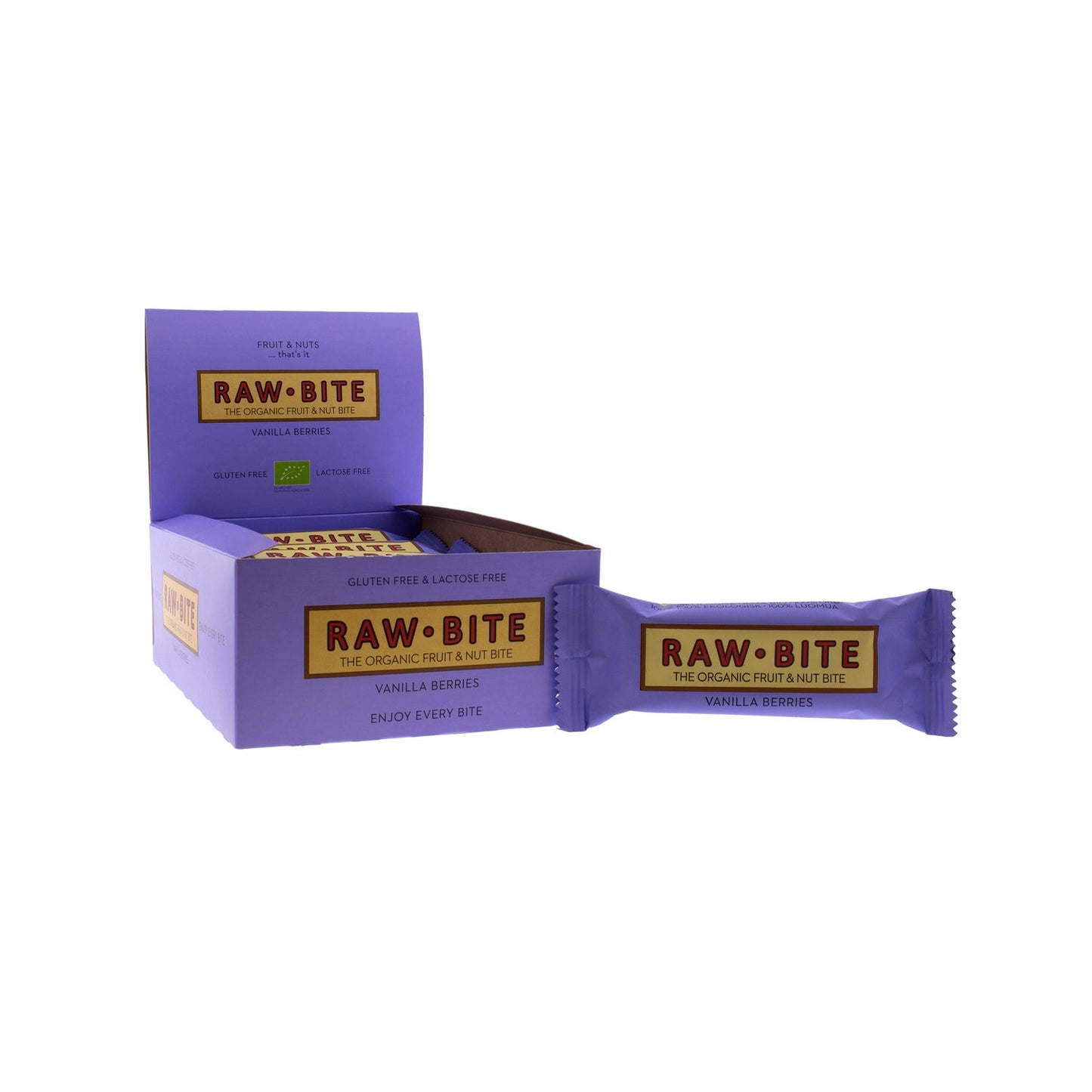 Rawbite Pack Barritas Ecológicas de Vainilla Y Frutos Rojos 12X50g