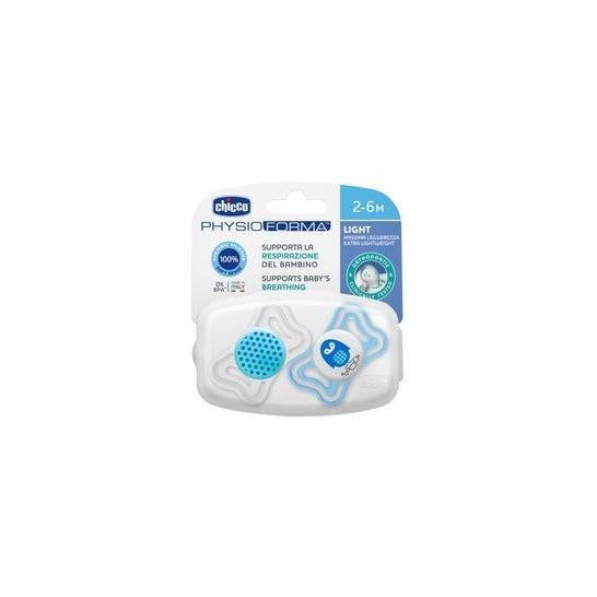 Chicco Chupete Silicona Physio Light Ortodontico Azul 2-6 M 2 U