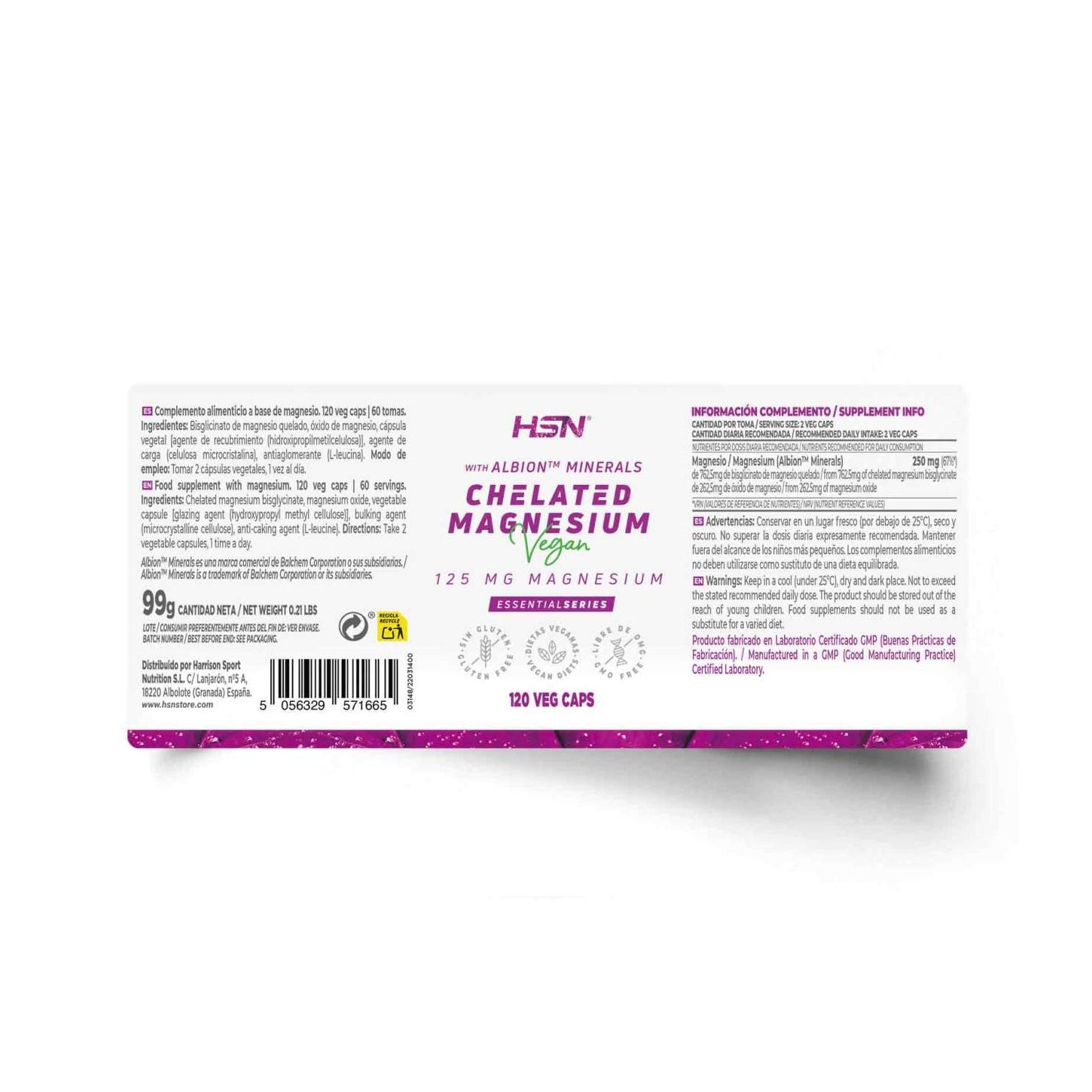 HSN Bisglicinato de Magnesio Albion™ 125mg Magnesio 120vcaps