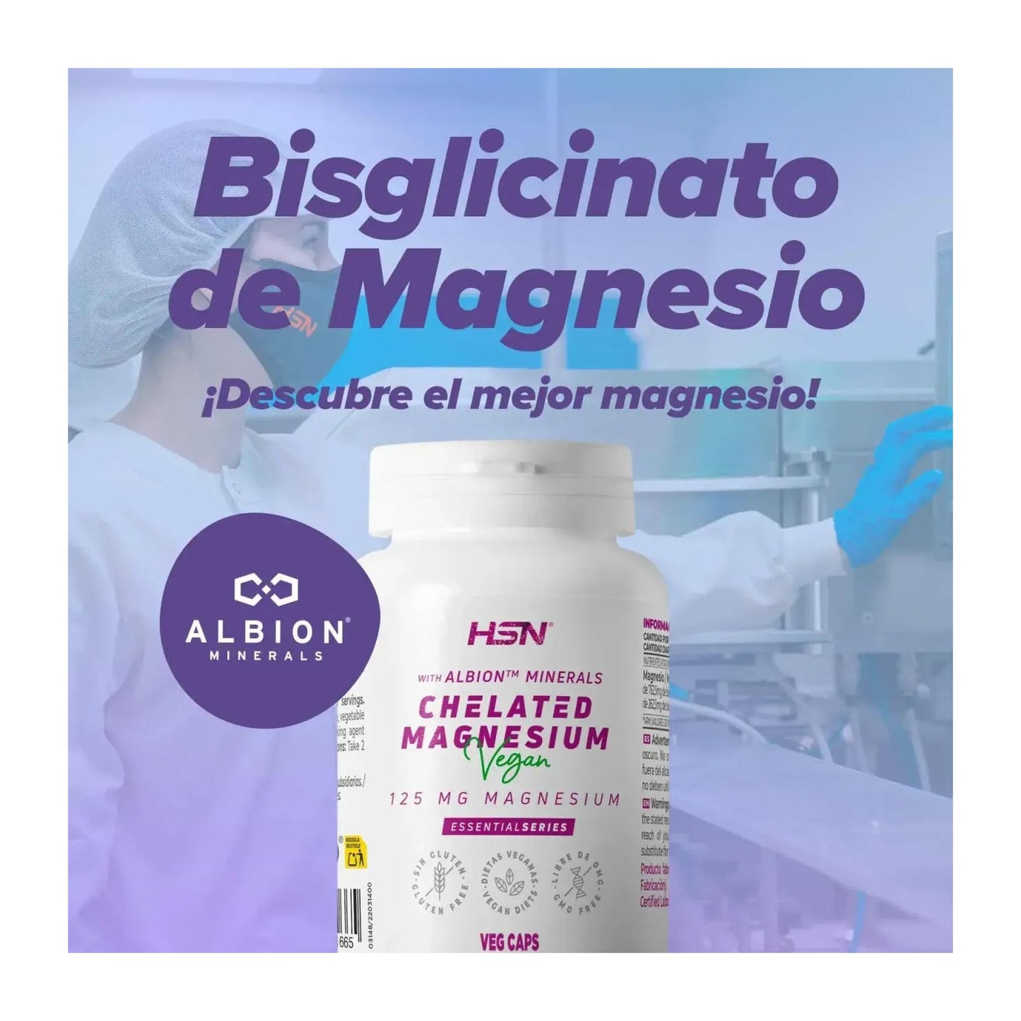 HSN Bisglicinato de Magnesio Albion™ 125mg Magnesio 120vcaps