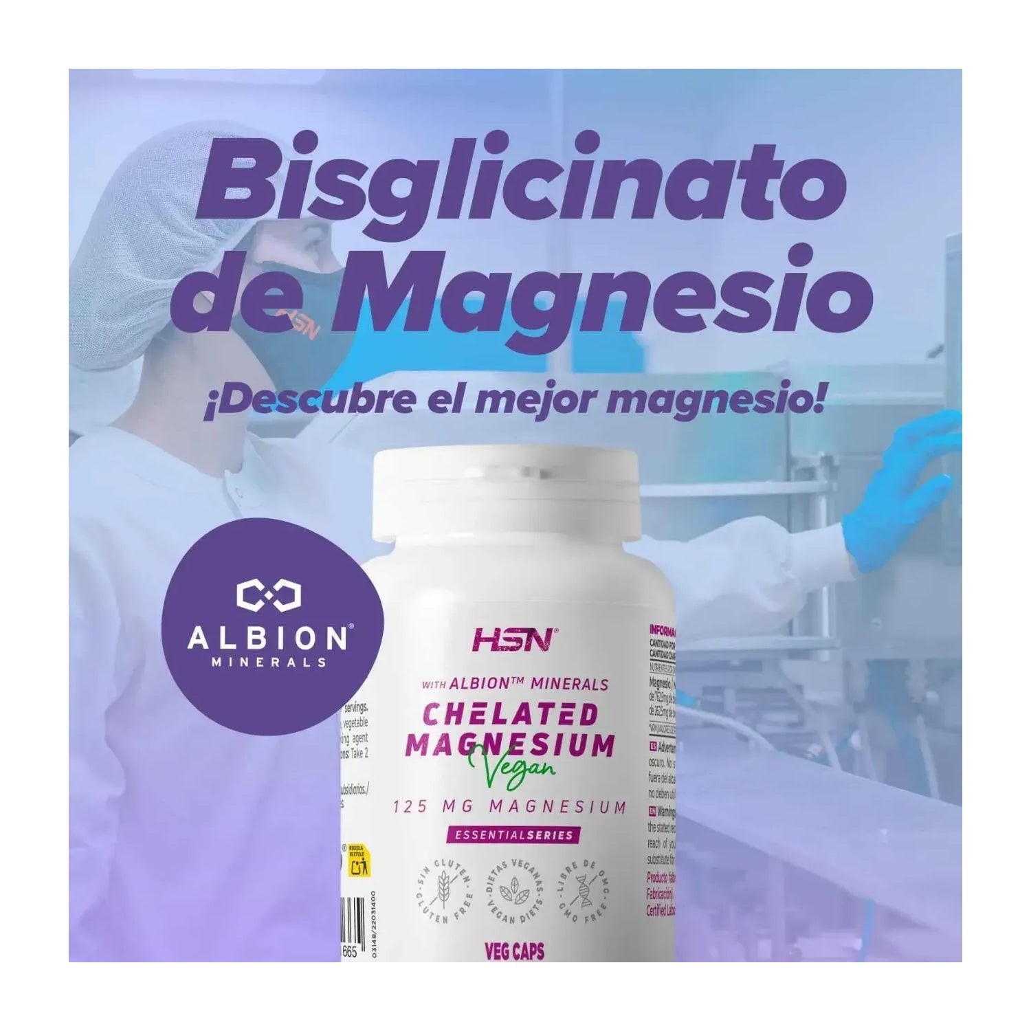 HSN Bisglicinato de Magnesio Albion™ 125mg Magnesio 120vcaps