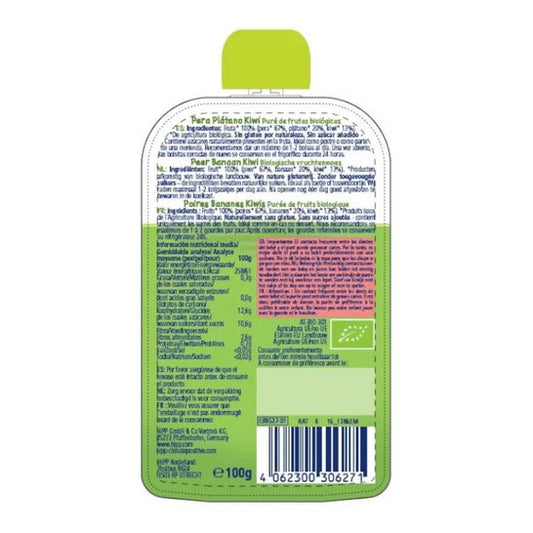 Hipp Pouches Pera Plátano y Kiwi Bio 100g