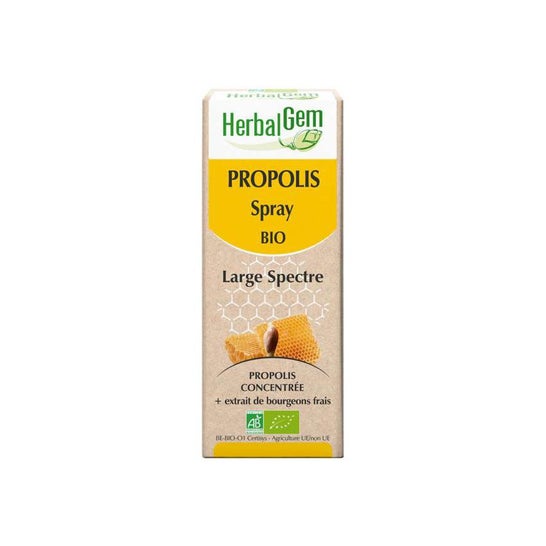 Herbalgem Propóleo Orgánico Spray para la Garganta de Gran Espectro 15 ml