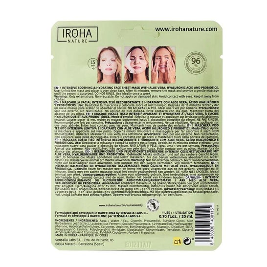 Iroha Nature Mascarilla Reconfortante e Hidratante Aloe Vera 20ml