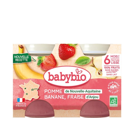 Babybio Manzana, Plátano y Fresa 2 X130 g