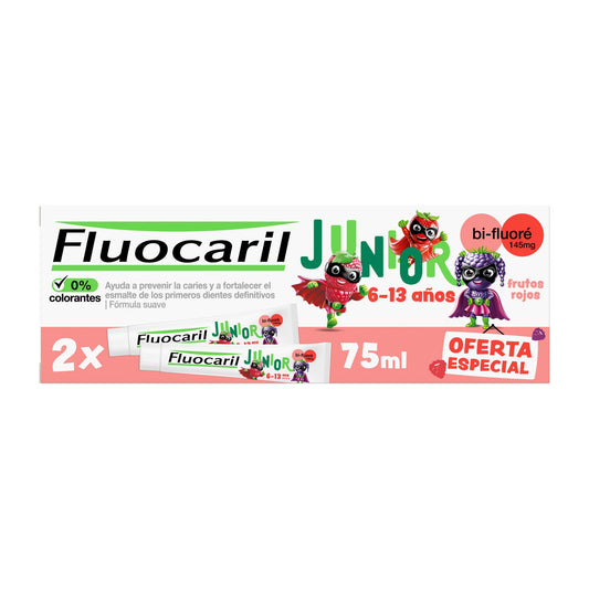 Fluocaril Duplo Pasta Junior Sabor Frutos Rojos 2x75ml