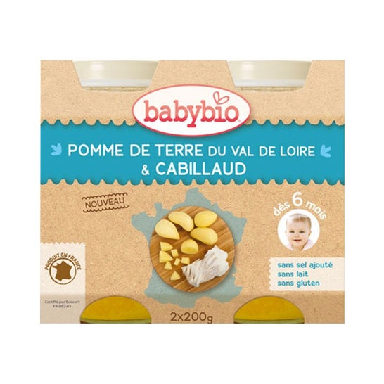Babybio Menú de patatas y bacalao salvaje en 6 meses 2x200g