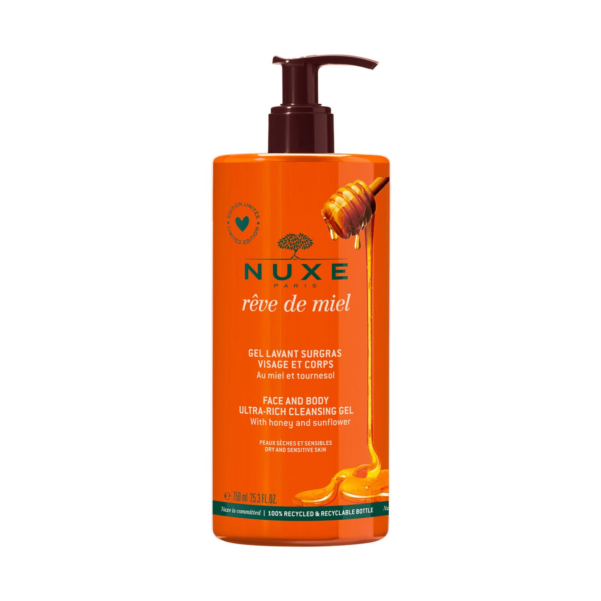 Nuxe Rêve de Miel Gel Limpiador Dermatológico Rostro y Cuerpo 750ml