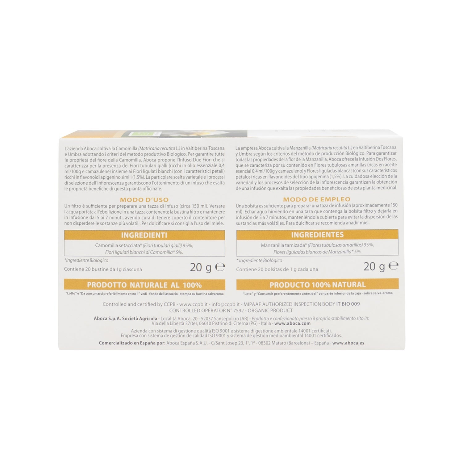 Aboca® Biotisana manzanilla dos flores 20 filtros