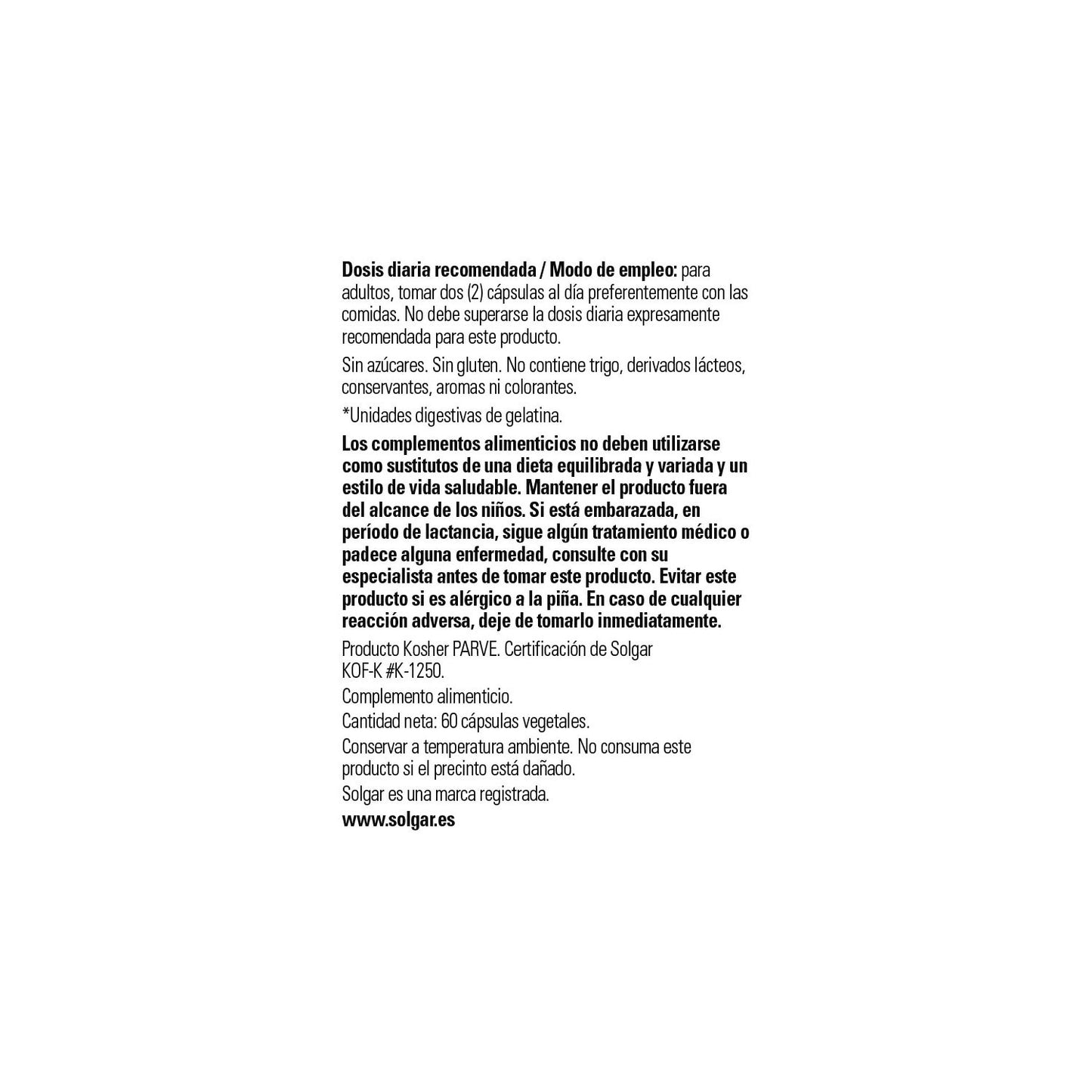 Solgar Bromelina 300mg 60vcaps
