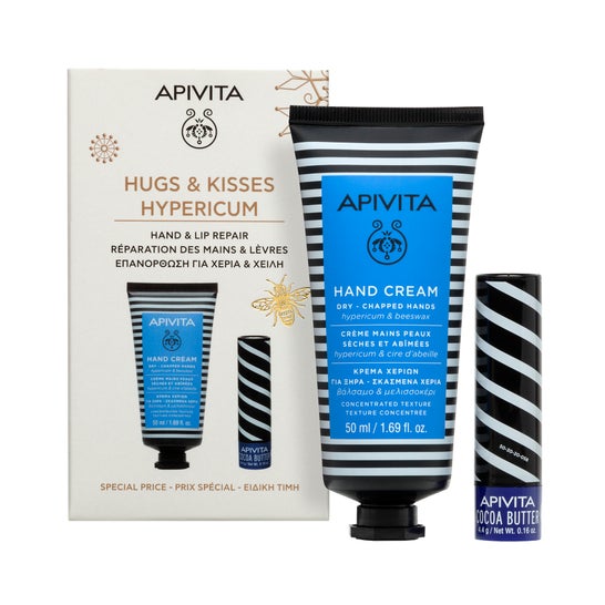 Apivita Pack Hugs & Kisses Hypericum Crema de manos 50ml + Labial 4,4g