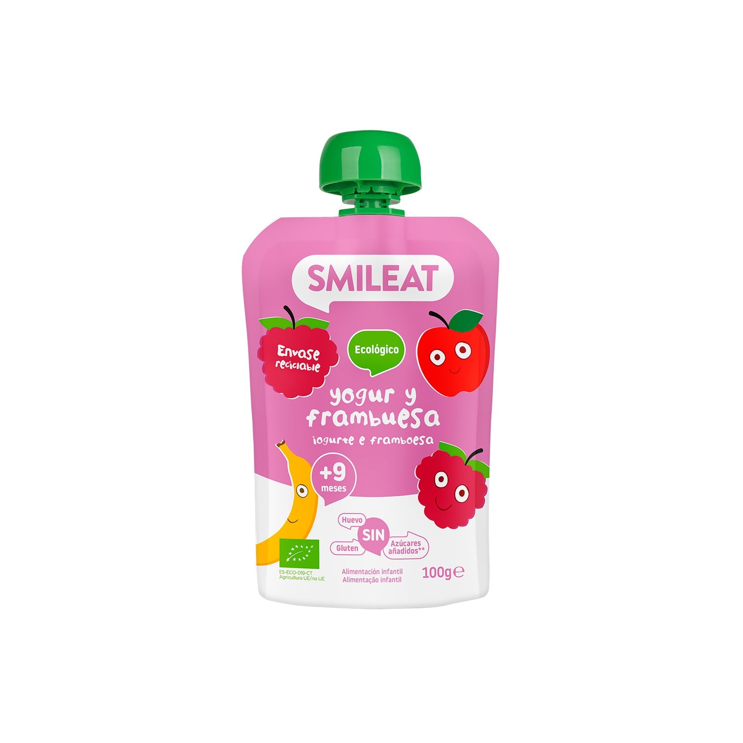 Smileat Pouch Ecológico de Yogur y Frambuesa 100g