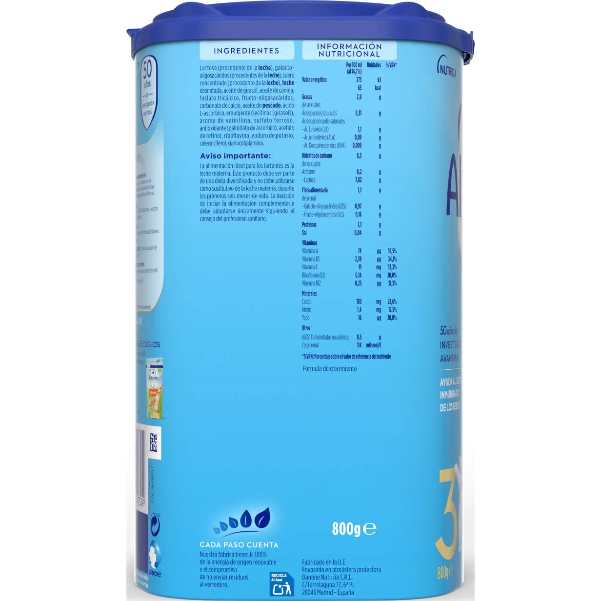Almirón Advance 3 Leche de Crecimiento 800gr