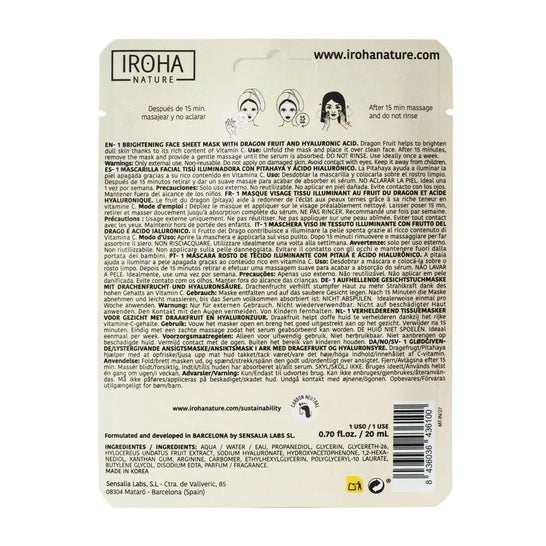 Iroha Nature Mascarilla Facial Tisú Iluminadora Pitahaya 20ml