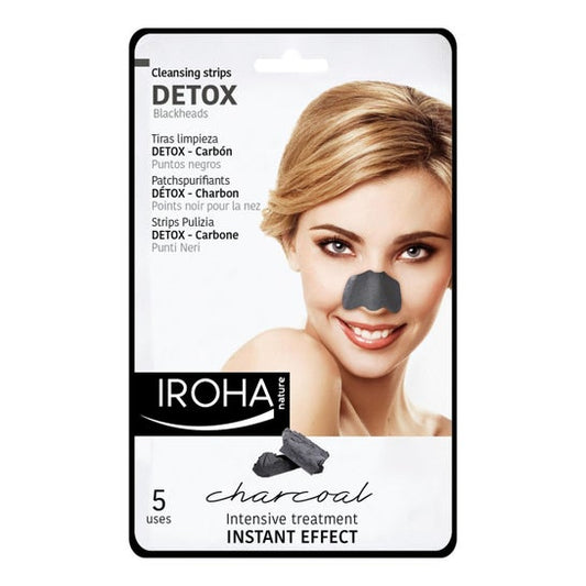 Iroha Nature Tiras Nariz Puntos Negros Detox Carbón 5uds