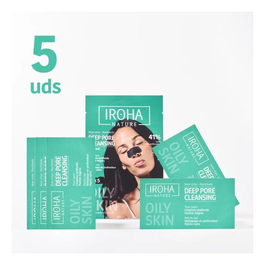 Iroha Nature Tiras Nariz Puntos Negros Detox Carbón 5uds