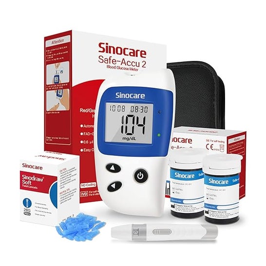Sinocare Safe-Accu2 Kit Glucómetro + 50 Tiras + Disposit Punción