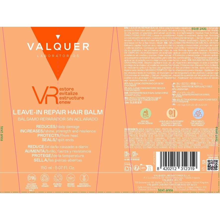 Valquer VR Bálsamo Reparador Sin Aclarado 150ml